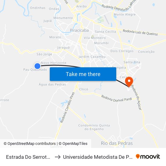 Estrada Do Serrote, 3075 to Universidade Metodista De Piracicaba map