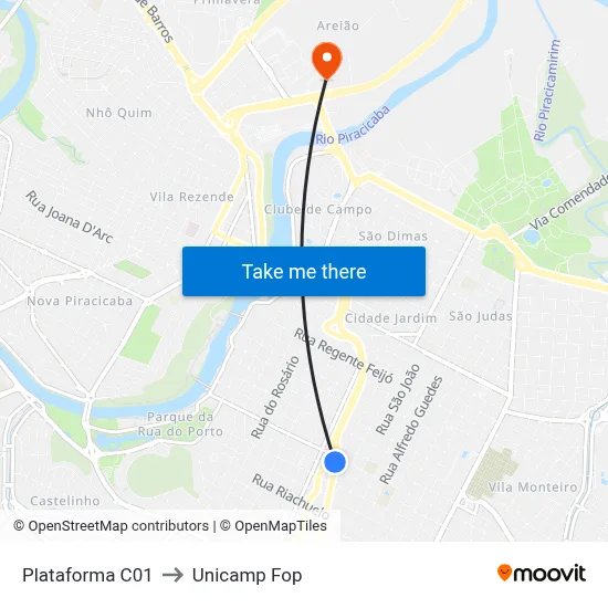 Plataforma C01 to Unicamp Fop map