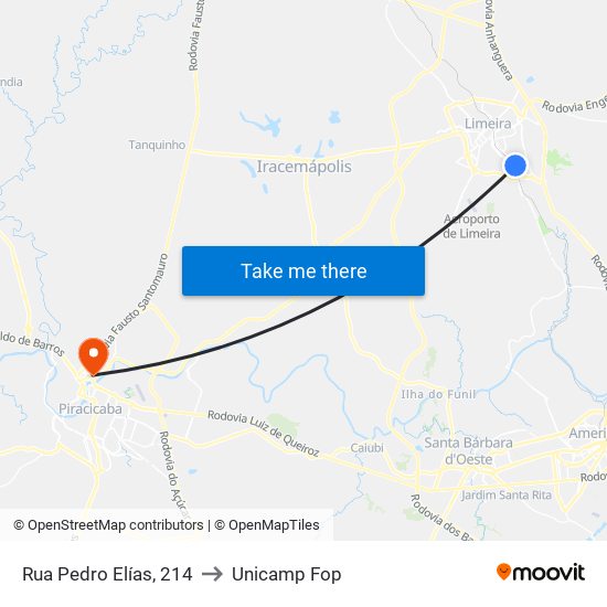 Rua Pedro Elías, 214 to Unicamp Fop map