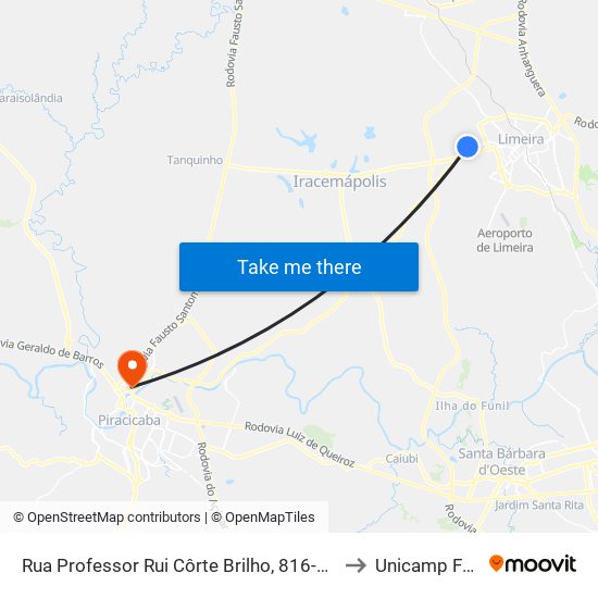 Rua Professor Rui Côrte Brilho, 816-880 to Unicamp Fop map