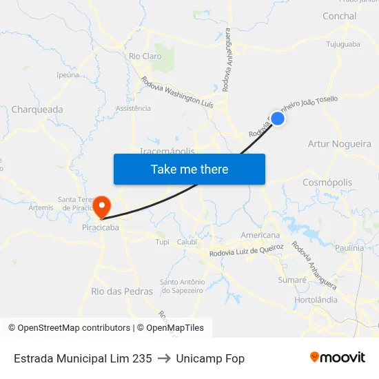 Estrada Municipal Lim 235 to Unicamp Fop map
