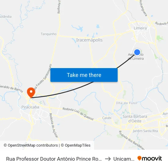 Rua Professor Doutor Antônio Prince Rodrigues, 2241-2279 to Unicamp Fop map