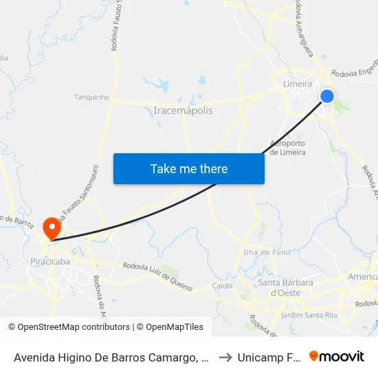 Avenida Higino De Barros Camargo, 343 to Unicamp Fop map