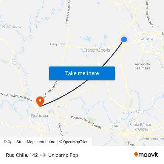 Rua Chile, 142 to Unicamp Fop map