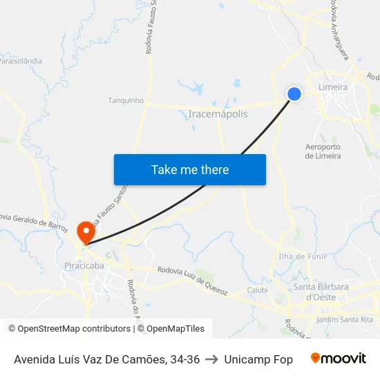 Avenida Luís Vaz De Camões, 34-36 to Unicamp Fop map