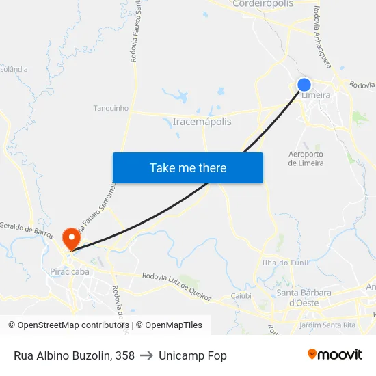 Rua Albino Buzolin, 358 to Unicamp Fop map