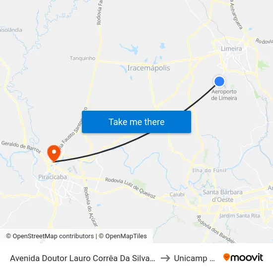 Avenida Doutor Lauro Corrêa Da Silva, 2-42 to Unicamp Fop map