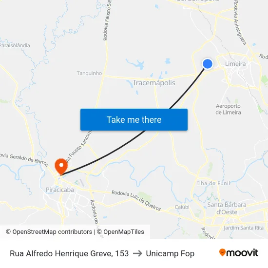 Rua Alfredo Henrique Greve, 153 to Unicamp Fop map