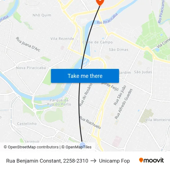 Rua Benjamin Constant, 2258-2310 to Unicamp Fop map