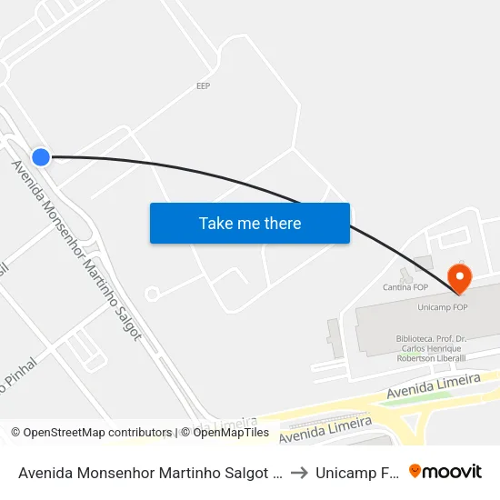 Avenida Monsenhor Martinho Salgot 595 to Unicamp Fop map