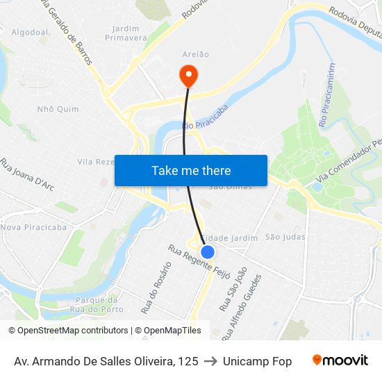 Av. Armando De Salles Oliveira, 125 to Unicamp Fop map