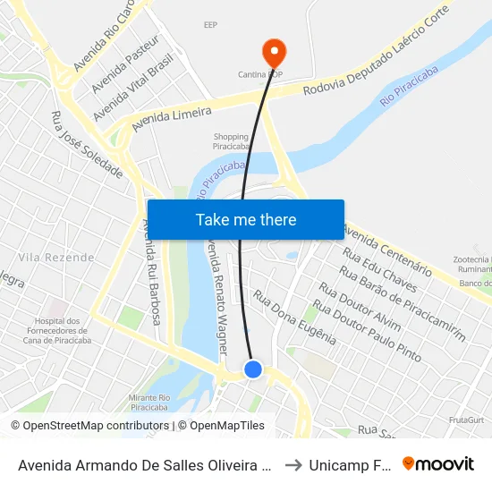 Avenida Armando De Salles Oliveira 271 to Unicamp Fop map