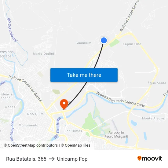 Rua Batatais, 365 to Unicamp Fop map