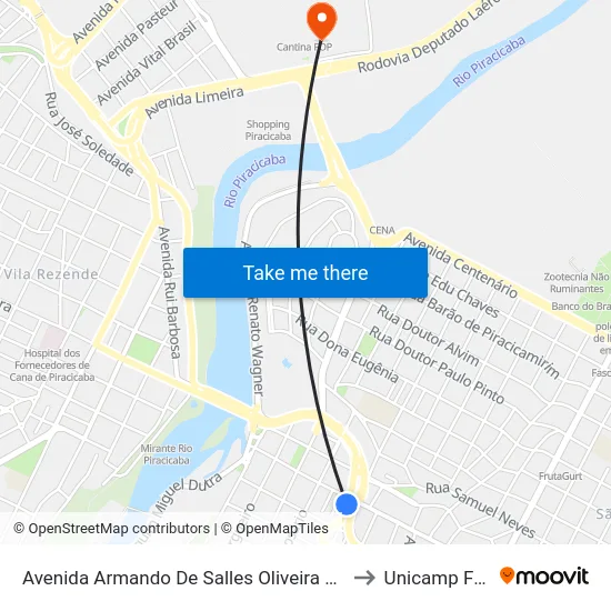 Avenida Armando De Salles Oliveira 600 to Unicamp Fop map