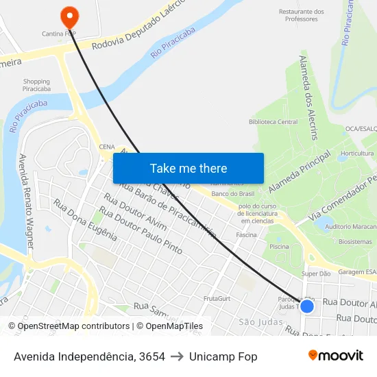 Avenida Independência, 3654 to Unicamp Fop map
