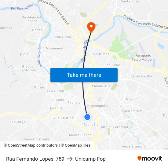 Rua Fernando Lopes, 789 to Unicamp Fop map