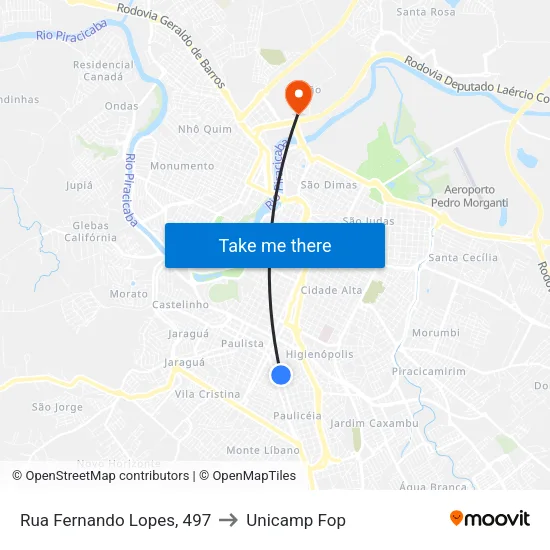 Rua Fernando Lopes, 497 to Unicamp Fop map