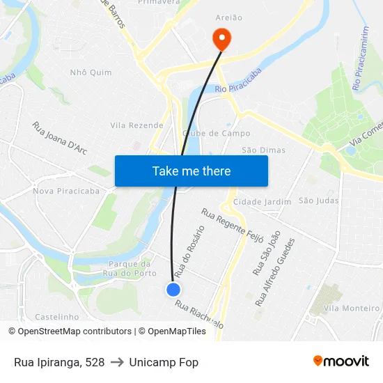 Rua Ipiranga, 528 to Unicamp Fop map