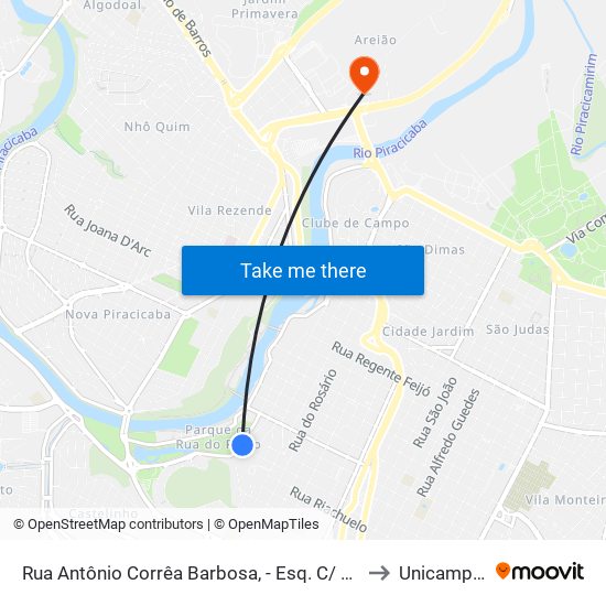 Rua Antônio Corrêa Barbosa, - Esq. C/ Rua Ipiranga to Unicamp Fop map