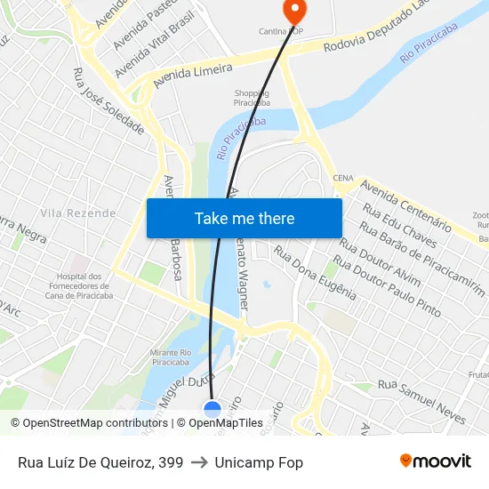 Rua Luíz De Queiroz, 399 to Unicamp Fop map