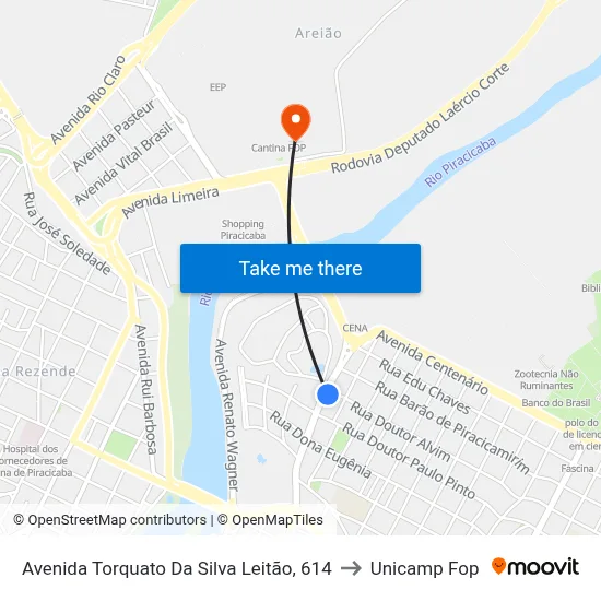 Avenida Torquato Da Silva Leitão, 614 to Unicamp Fop map