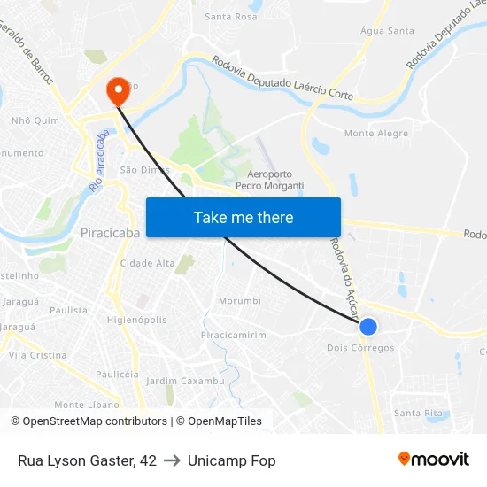 Rua Lyson Gaster, 42 to Unicamp Fop map
