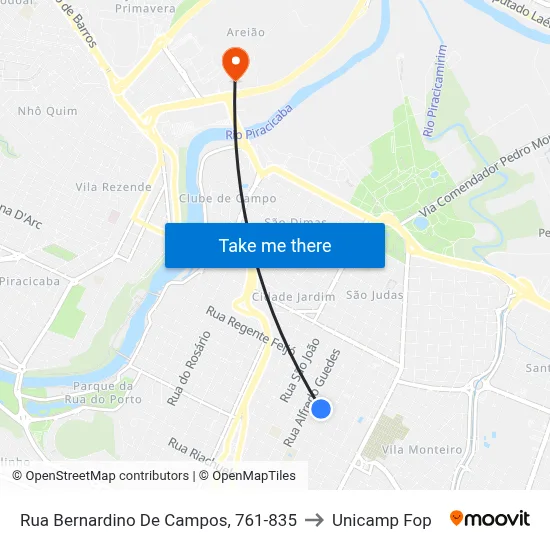 Rua Bernardino De Campos, 761-835 to Unicamp Fop map