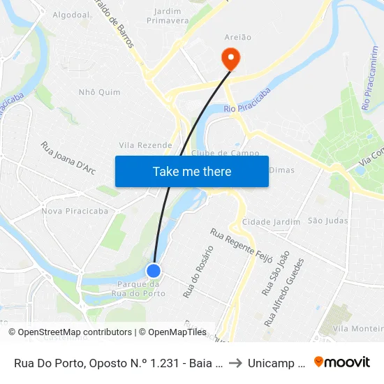 Rua Do Porto, Oposto N.º 1.231 - Baia E Placa to Unicamp Fop map
