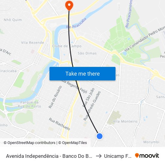 Avenida Independência - Banco Do Brasil to Unicamp Fop map