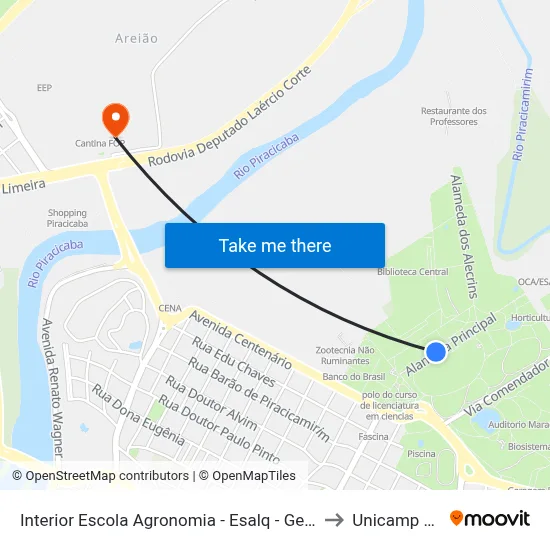 Interior Escola Agronomia - Esalq - Genética to Unicamp Fop map