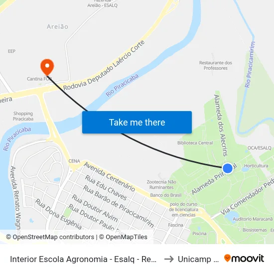 Interior Escola Agronomia - Esalq - Restaurante to Unicamp Fop map