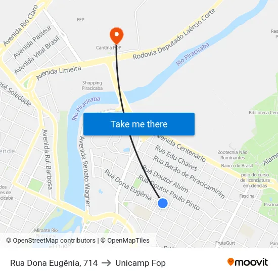Rua Dona Eugênia, 714 to Unicamp Fop map
