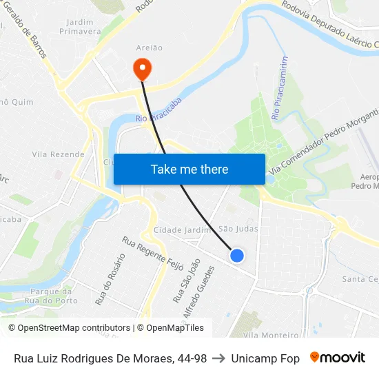 Rua Luiz Rodrigues De Moraes, 44-98 to Unicamp Fop map