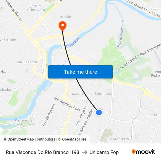 Rua Visconde Do Rio Branco, 198 to Unicamp Fop map