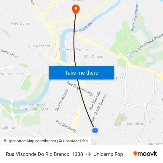 Rua Visconde Do Rio Branco, 1338 to Unicamp Fop map