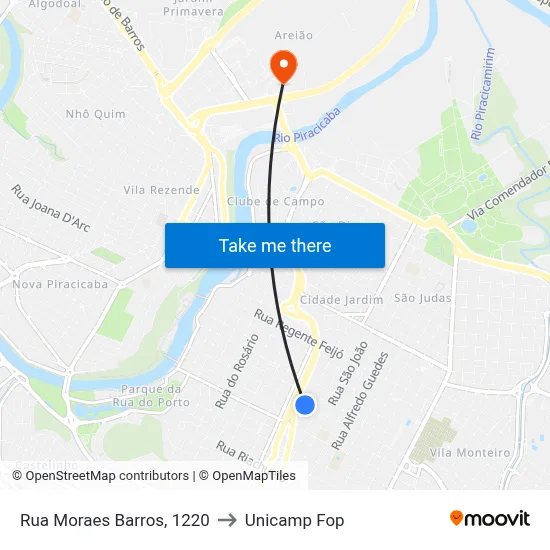 Rua Moraes Barros, 1220 to Unicamp Fop map
