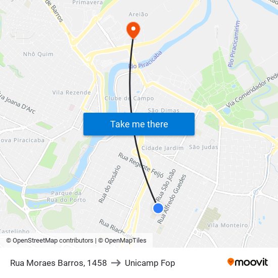 Rua Moraes Barros, 1458 to Unicamp Fop map