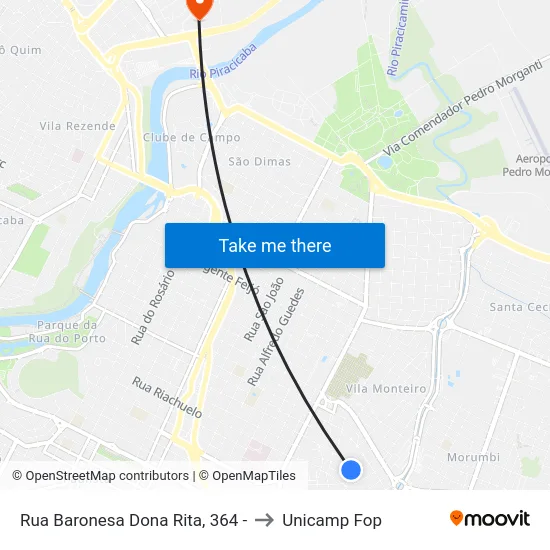 Rua Baronesa Dona Rita, 364 - to Unicamp Fop map
