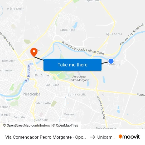 Via Comendador Pedro Morgante - Oposto Portaria II Vcp to Unicamp Fop map