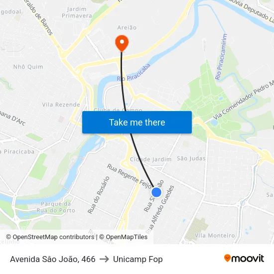 Avenida Sâo João, 466 to Unicamp Fop map