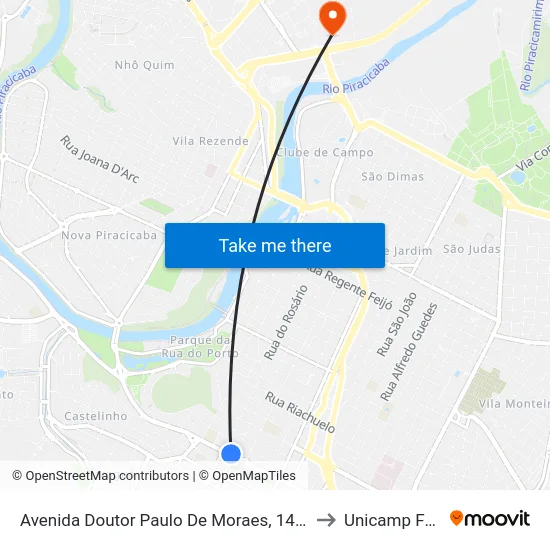 Avenida Doutor Paulo De Moraes, 1433 to Unicamp Fop map