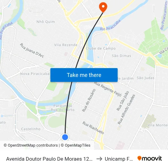 Avenida Doutor Paulo De Moraes 1226 to Unicamp Fop map