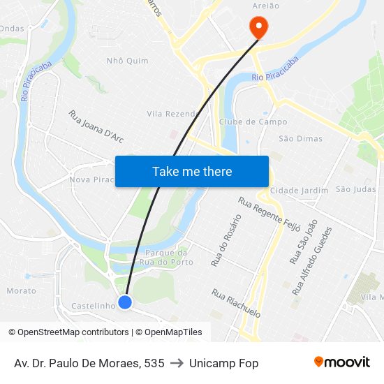 Av. Dr. Paulo De Moraes, 535 to Unicamp Fop map