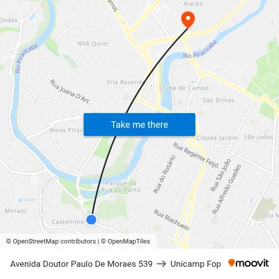 Avenida Doutor Paulo De Moraes 539 to Unicamp Fop map