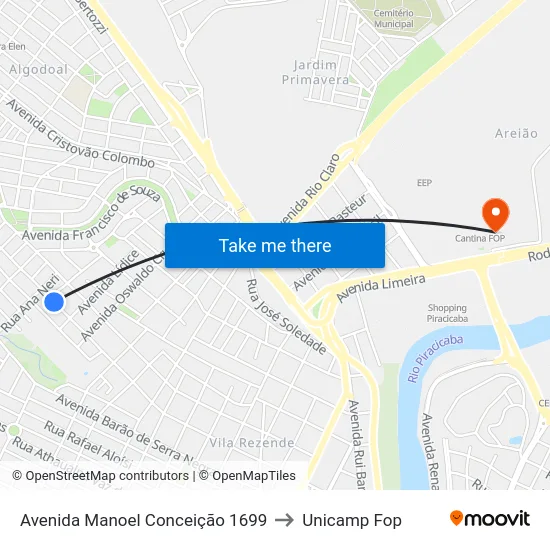 Avenida Manoel Conceição 1699 to Unicamp Fop map