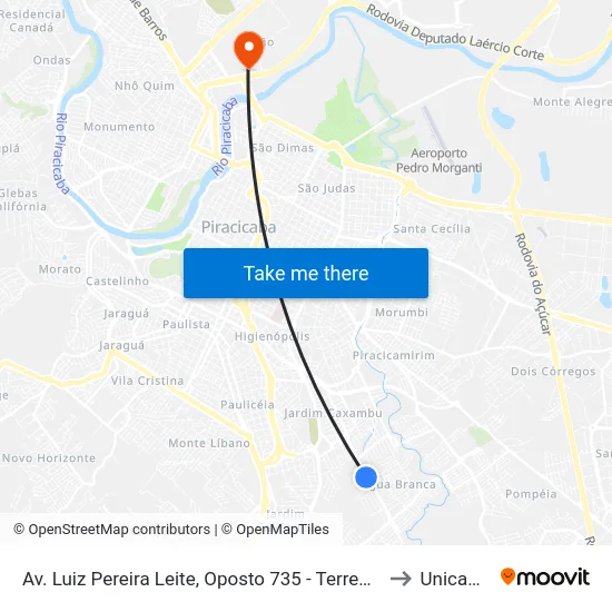Av. Luiz Pereira Leite, Oposto 735 - Terreno Em Frente Ao Barracão to Unicamp Fop map
