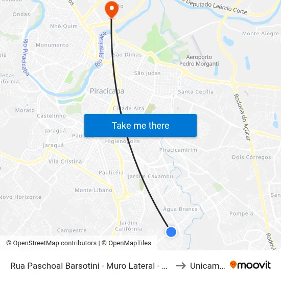 Rua Paschoal Barsotini - Muro Lateral - Muro, Lateral Nº 726 to Unicamp Fop map