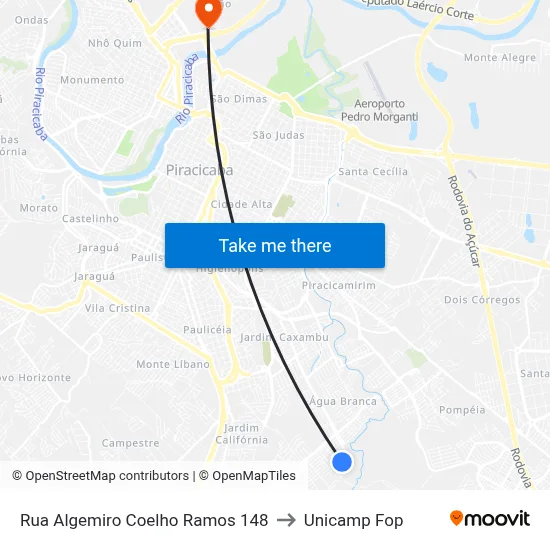Rua Algemiro Coelho Ramos 148 to Unicamp Fop map