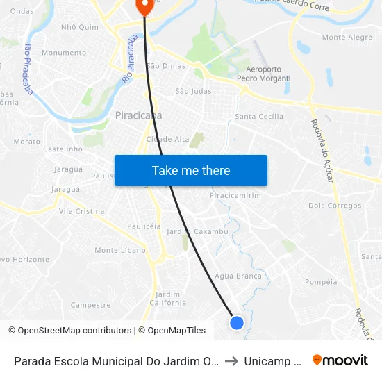 Parada Escola Municipal Do Jardim Oriente to Unicamp Fop map
