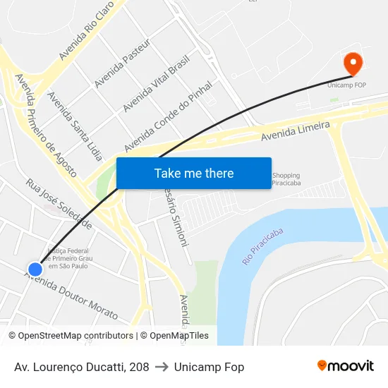 Av. Lourenço Ducatti, 208 to Unicamp Fop map